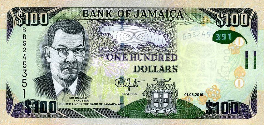 P84g Jamaica 100 Dollars Year 2016 (Hybrid)